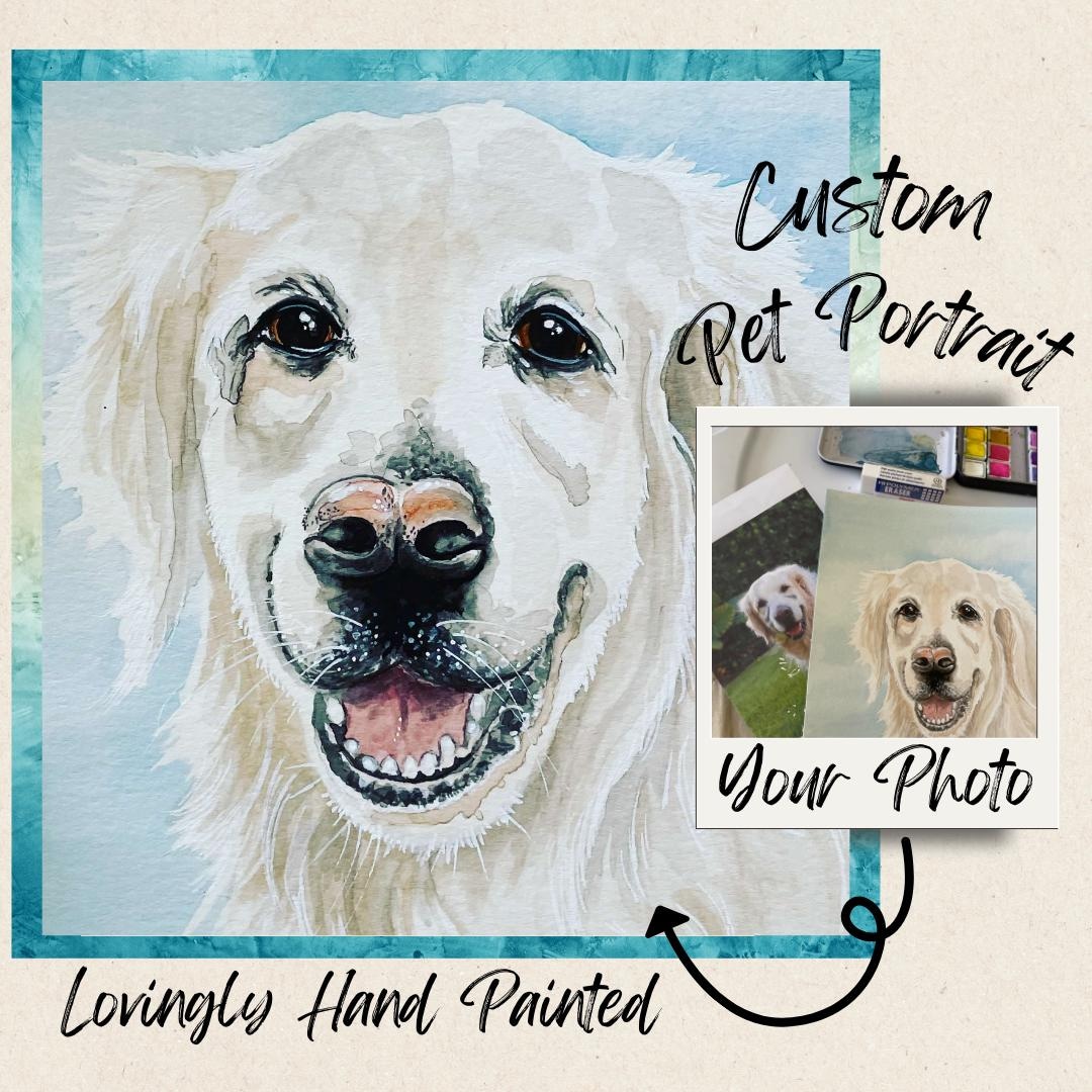 Hand Painted Watercolor Pet Portrait: Custom Dog or Cat Art
