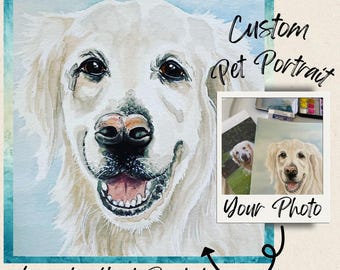 Portrait d'animal de compagnie aquarelle peint à la main : oeuvre d'art personnalisée pour chien ou chat