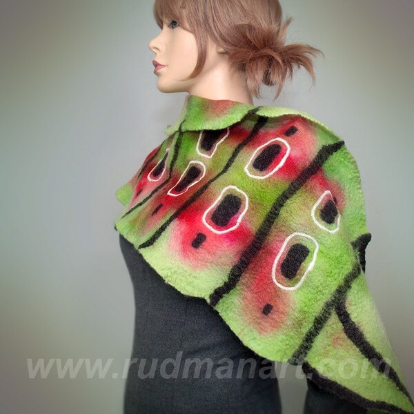 RESERVED for legionzhao1 Wool Felted Art hand dyed painted long scarf-shawl Caterpillar