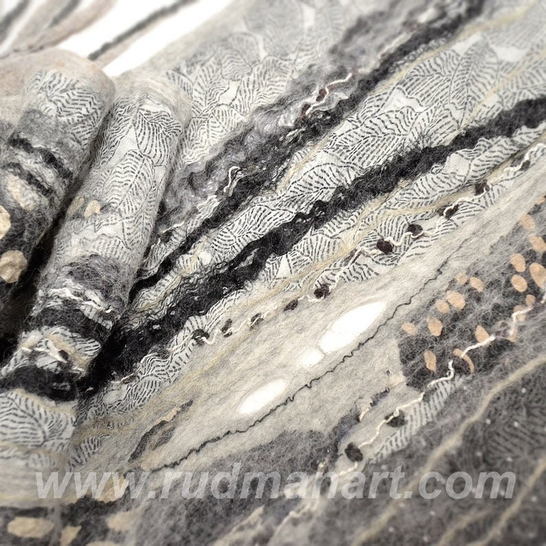 Felted Scarf Shawl Wrap with scraps of silk chiffon Tutorial Nunofelting in English PDF image 2