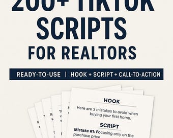 Más de 200 guiones inmobiliarios para TikTok, Instagram y Facebook / Ganchos virales, objeciones, contenido para compradores y vendedores para agentes