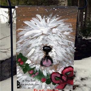 Old English Sheepdog "Christmas Traditions" Garden Flag by Amy Bolin
