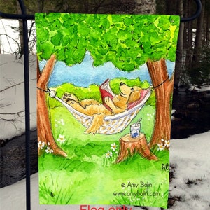 Golden Retriever "Summer is for Reading" Garden Flag by Amy Bolin