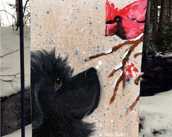 Newfoundland "Winter Friends" Garden Flag by Amy Bolin