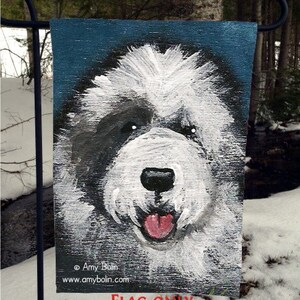 Old English Sheepdog "Toby" Garden Flag by Amy Bolin