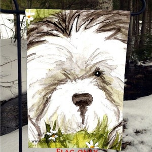 Old English Sheepdog "Sheepie in the Daisies" Garden Flag by Amy Bolin