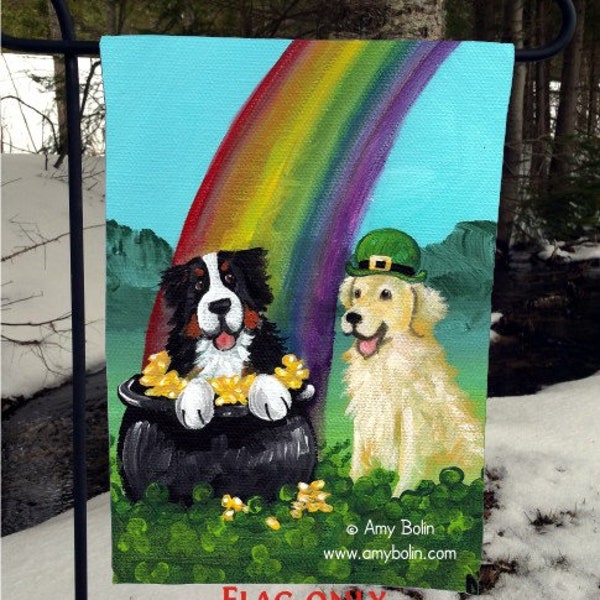 Bernese Mountain Dog "My Pot o' Gold" Garden Flag by Amy Bolin