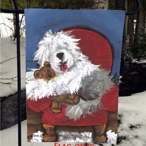 Old English Sheepdog "Just Me and Ted" Garden Flag by Amy Bolin