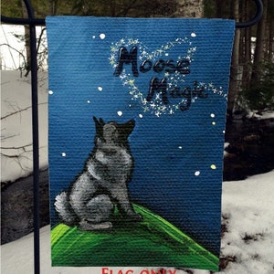 Norwegian Elkhound "Moose Magic" Garden Flag by Amy Bolin