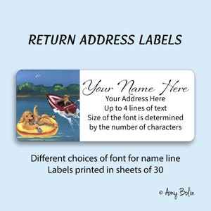 Golden Retriever "Goldens On The Lake" Return Address Labels 30 Per Sheet Custom Printed To Order