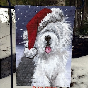 Old English Sheepdog "Shaggy Claws" Garden Flag by Amy Bolin