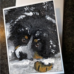 Bernese Mountain Dog "My First Winter" NOTE CARDS by Amy Bolin with option to add greeting