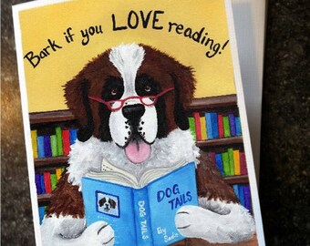 Saint Bernard Dog "Dog Tails Vol. 1" NOTE CARDS by Amy Bolin with option to add greeting