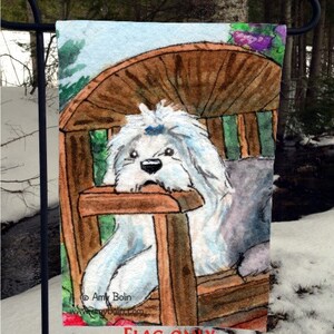 Old English Sheepdog "Summer's Simple Pleasures" Garden Flag by Amy Bolin