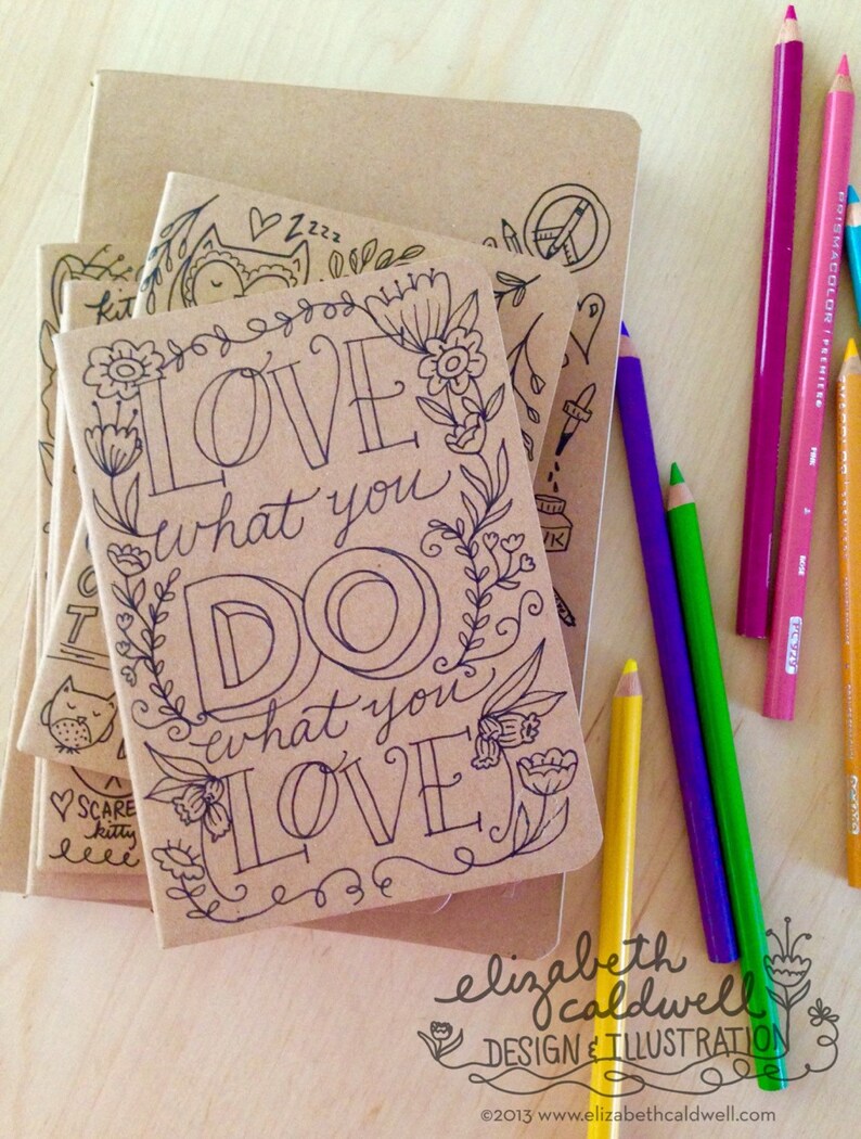 Custom Sketchbook Cute Notebook Inspirational Quote Coloring Etsy