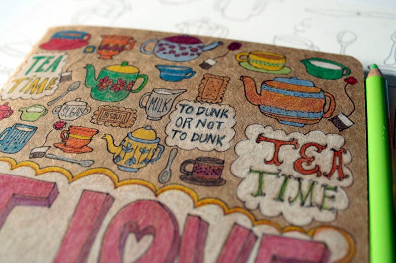 OOAK Kraft Moleskine With Hand Drawn Type and Doodles I Love Etsy