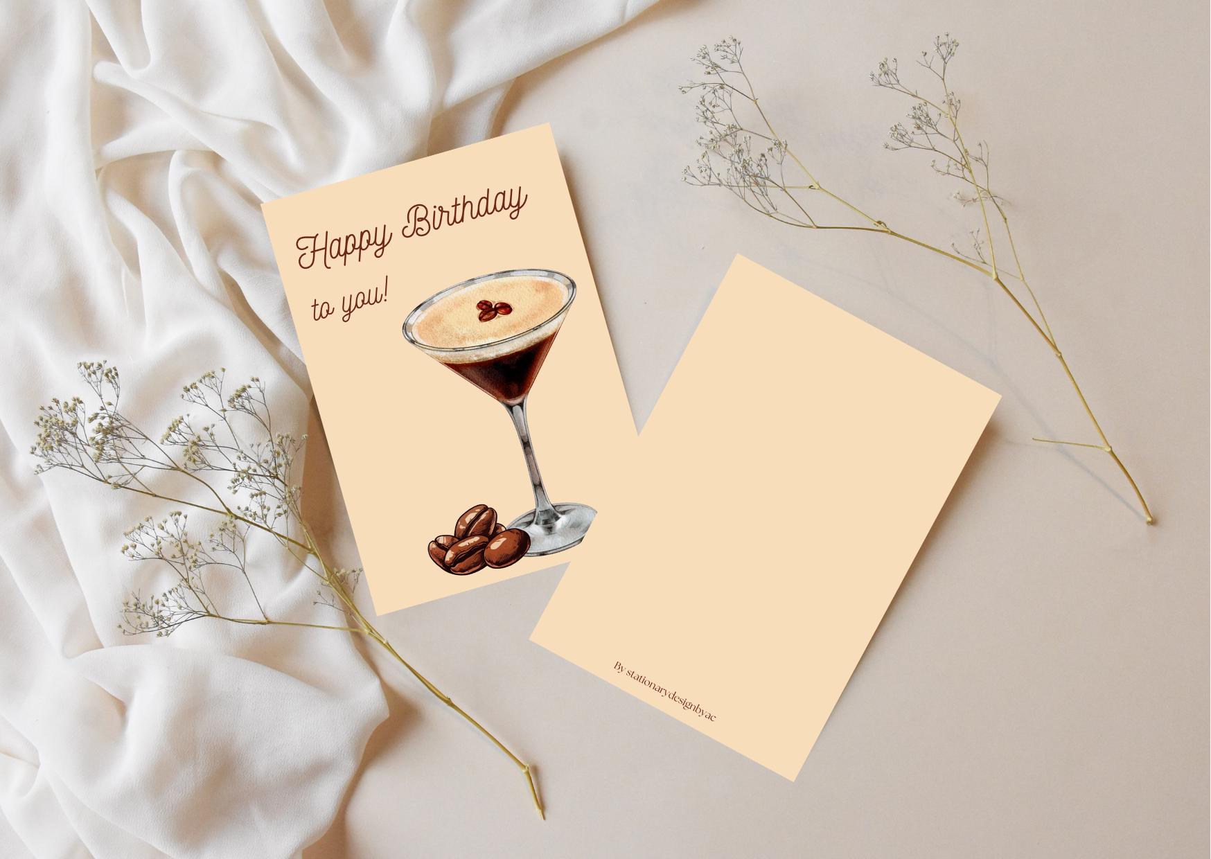 Espresso Martini Birthday Card - Etsy