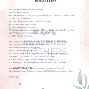 Editable Digital Poem for Mother/Friend - Meaningful and Heartfelt Gift – An Awakened Mother – English