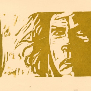 Lino-cut Geronimo in Gold
