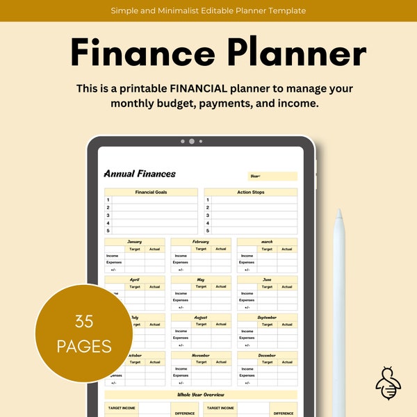 Financial Planner| Printable Budget Planner| Finance Savings Tracker Binder| Monthly Debt| Bill Tracker| Expenses Tracker