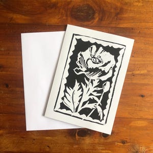 Mohn Karte Get Well Feel Better Karte Just Weil Thinking of You Karte Geburtstag Handgedruckte California Flower Lover Block Print Karte