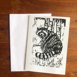 Bloc de cartes raton laveur Carte d'amant de raton laveur imprimée Se sentir mieux juste parce que la carte pense à vous Carte d'anniversaire Raton laveur imprimé à la main