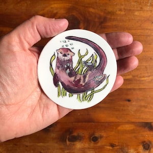 Otter vinyl sticker leuke grillige paasmand cadeau kous stuffer kind cadeau waterfles sticker laptop sticker dierenvriend cadeau
