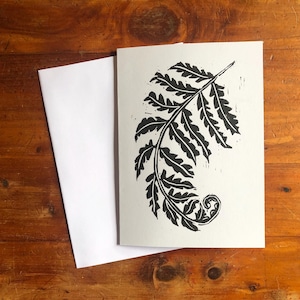Handbedruckte Osterkarte Blumenliebhaber Karte Handgedruckt Oster Karte Karte mit Farn Blatt Motiv Karte Get Well Feel Better Karte