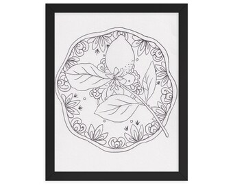 Summer Chinoiserie Art Print Framed , Chinoiserie Decor, Chinoiserie Chic, Seasons, Seasonal artwork