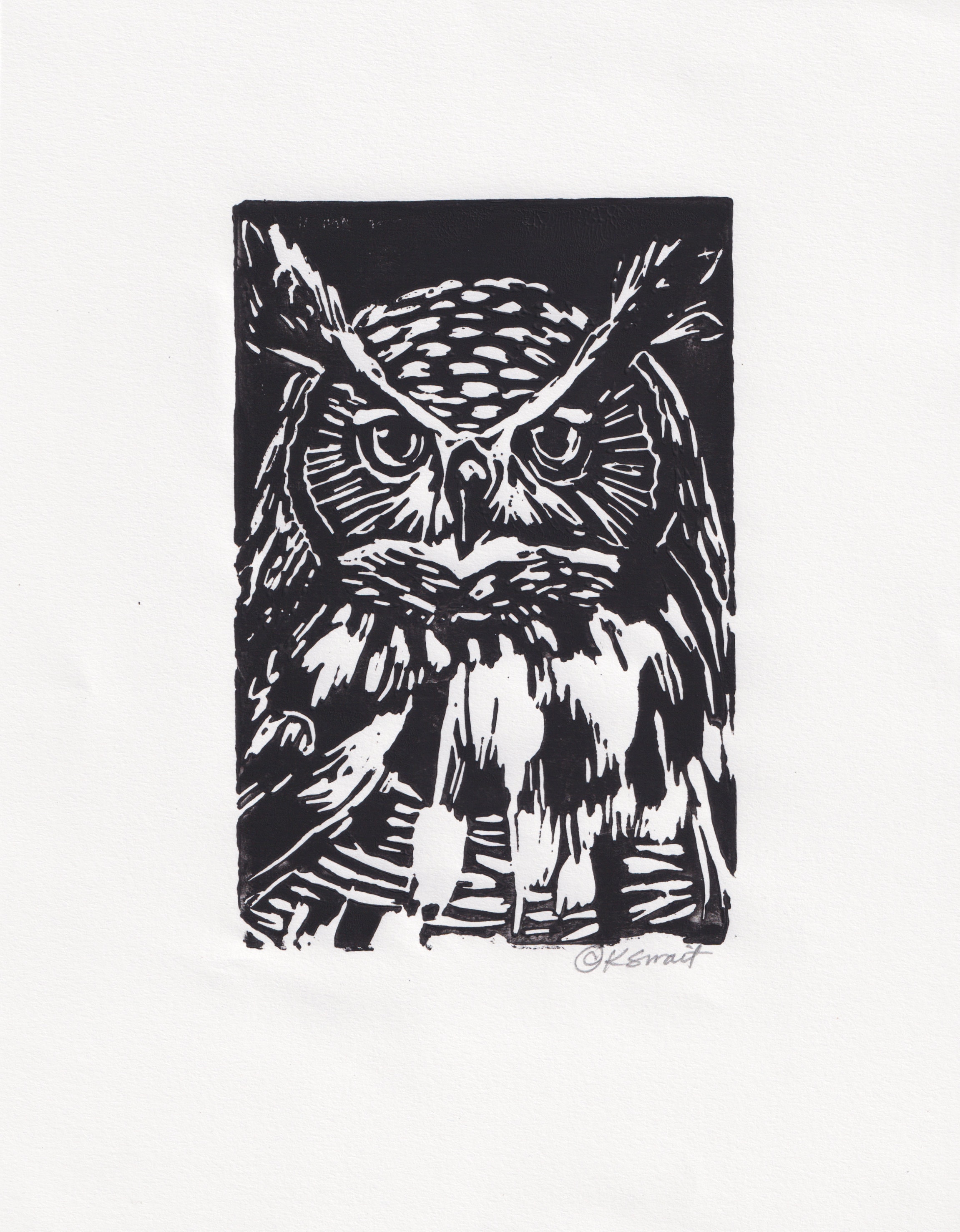 Owl Block Graphics Owl Block Print Original Art Gift Owl Lover Black and White Decor ...