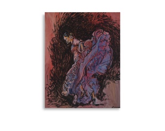 Flamenco 3 Art Print, Spanish Dance, Dance Art, Red and Black, Sketchbook Art,
