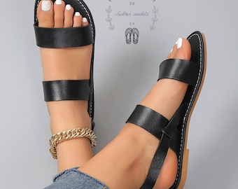 sandalias de cuero, zapatos confort, sandalias de cuero griego para mujer, sandalias de tiras, sandalias planas, sandalias planas de tiras