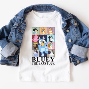 Blue Dog Cartoon Shirt, Cute Blue Shirt, Toddler Blue Dog Shirt, Gift for her