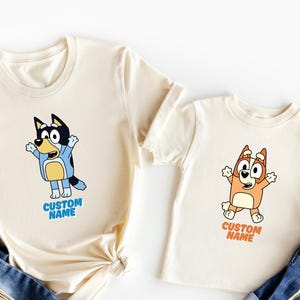 Custom Name Shirt,Custom Family Tees,Blue Dog Shirt,Blue Dog family Shirt, Cartoon Shirt, Blue Dog friends Shirt Couple Shirt