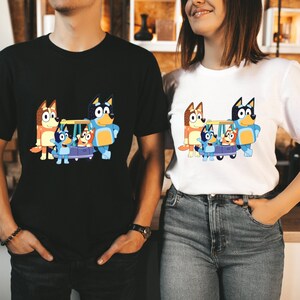 Blue Dog Shirt,Blue Dog family Shirt, Cartoon Shirt, Couple Shirt Love Shirt