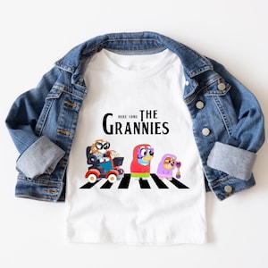 Kids Grandma Cartoon Shirts,Blue Dog Grannies ,Cute Family T-shirt,Blue Cartoon tees,Blue Family Shirt