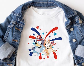 USA 4th of July Shirt,Blue Dog Shirt, American Girl, Indepence Day Shirt, Gift for 4th of July, American Girly Gift