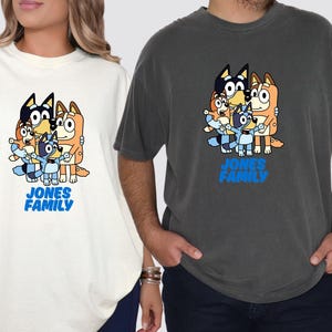 Custom Name Shirt,Custom Family Tees,Blue Dog Shirt,Blue Dog family Shirt, Cartoon Shirt, Blue Dog friends Shirt Couple Shirt