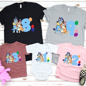Blue Dog Shirt,Shirts Personalized  Age Shirts 1-2-3-4-5-6-7-8-9-Years Old Toddler,Birthday Boy Family Shirt