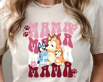 Blue Dog and Brown Dog Mother's Day Tee,Happy Mother's Day Tees, Best Mom Ever T-shirt, Blue Dog Mother's Day T-shirt
