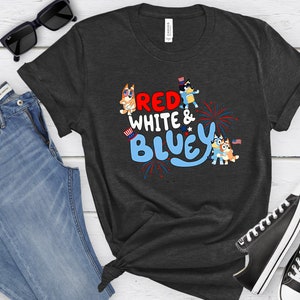 Red White Blue 4th of July Shirts , Fourth of July Cartoon Shirt, Blue Dog Shirt
