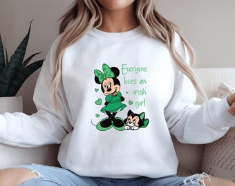 Everyone Loves An Irish Girl Shirt, St Patricks Day Irish Girl Tee, Lucky Green Shamrock Graphic T-Shirt
