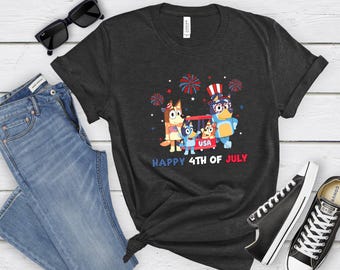 Happy 4TH Of July , Fourth of July Cartoon Shirt, Blue Dog Shirt