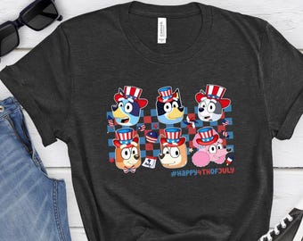 Happy 4TH Of July , Fourth of July Cartoon Shirt, Blue Dog Shirt
