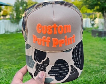 Custom Puff Print Hats, Custom Foam Hats, Custom Mesh Trucker Hats, High Crown Hats, Foam Trucker Hat, 3D Puff Print Hats