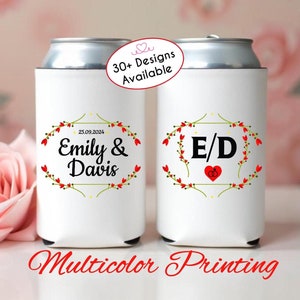 Custom Wedding Can Cooler, Monogram Initial Can Cooler, Beer Holder, Wedding Party Gifts for Guests, Customized Wedding Favors, Beer Cooler