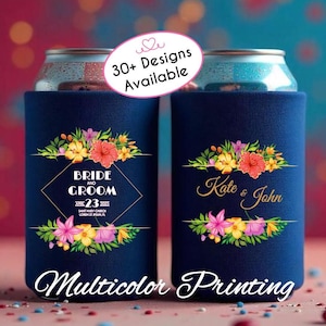 Personalized Wedding Can Cooler, custom Monogrammed Can Holder, Wedding Reception Favor Wedding Party, Beer Huggers, Customized Can Cooler