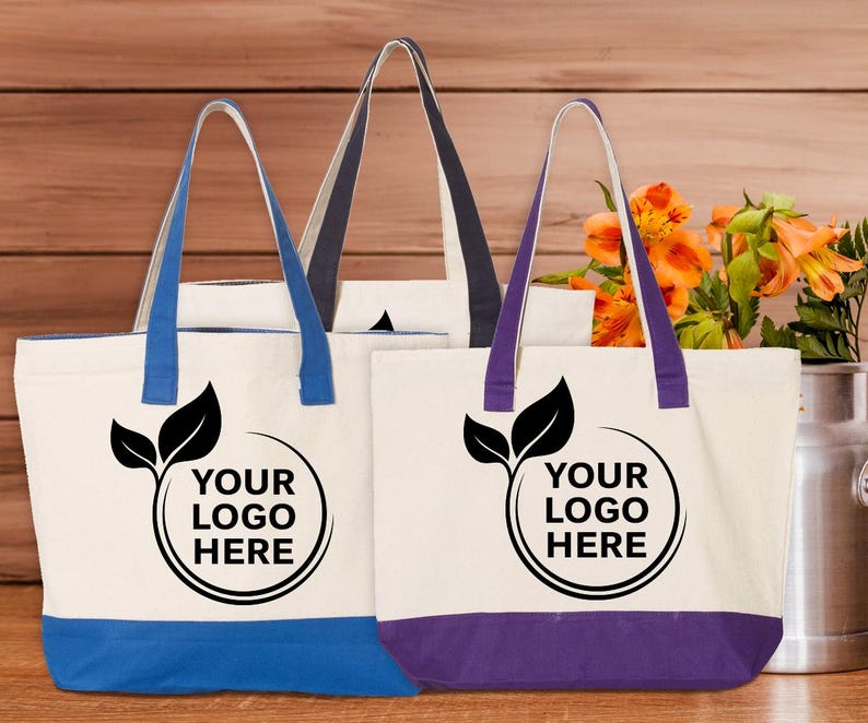 Custom Text Canvas Tote Bag: Personalized Shopping Bag, Logo Print - Etsy