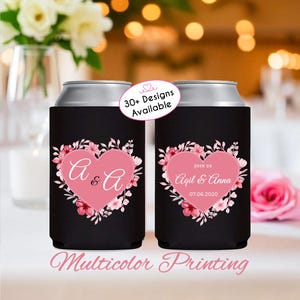Personalized Wedding Can Cooler, custom Monogrammed Can Holder, Wedding Reception Favor Wedding Party, Beer Huggers, Customized Can coolers