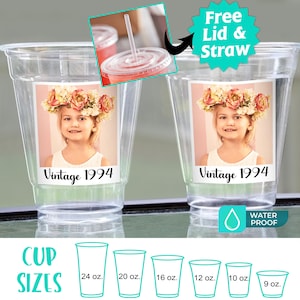 Personalized 30th Birthday Cups with Face, Birthday Party Cup, Vintage 30th 40th Cups, Personalized Birthday Face Cup, Party Decorations